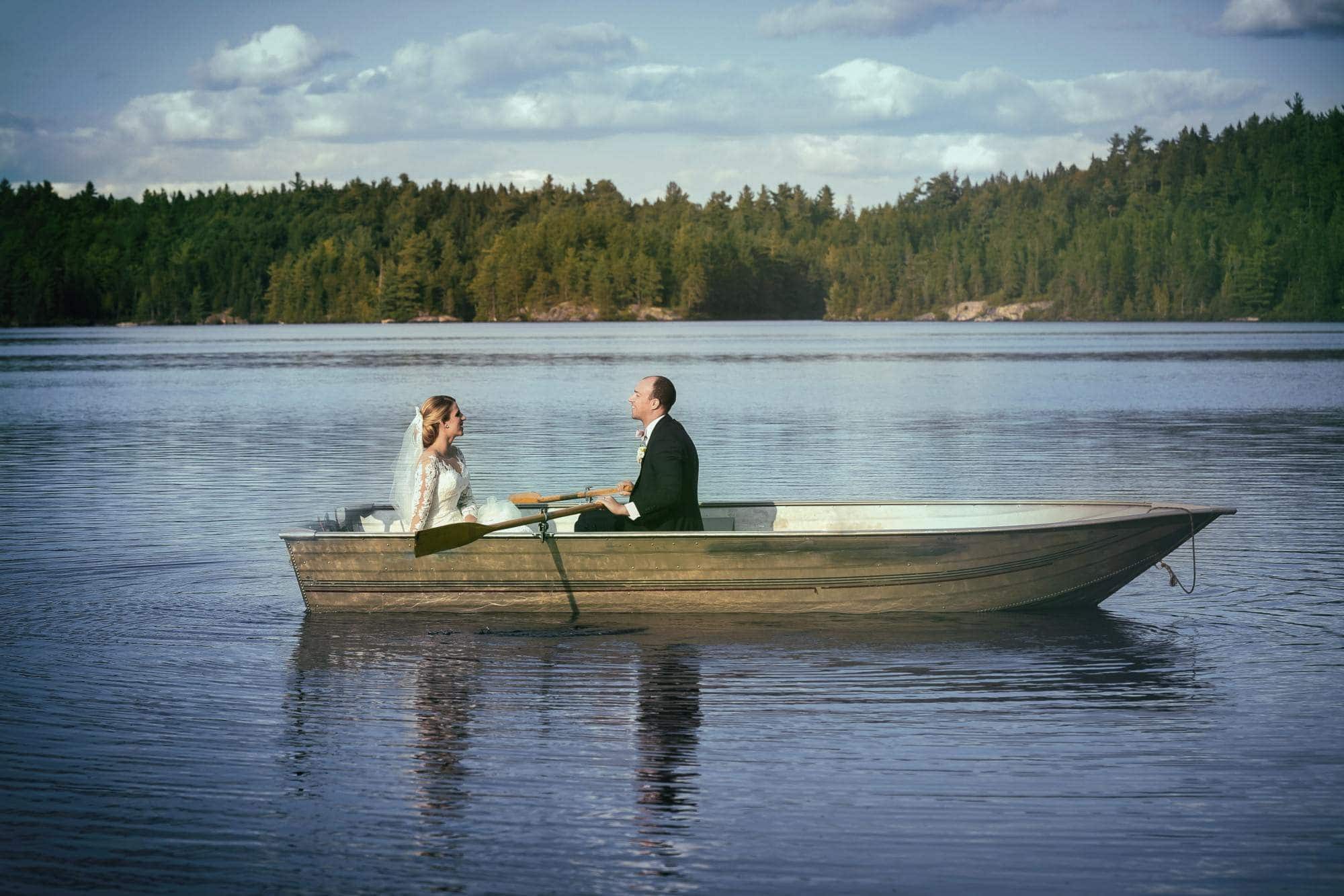 couple together boat lake montreal wedding photographer photo